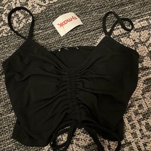 black middle tie tank top